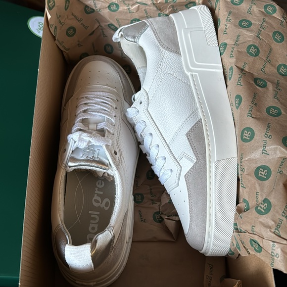 Platform Sneaker
White Leather Gray Suede combo
Never Worn, in Box - Picture 2 of 4